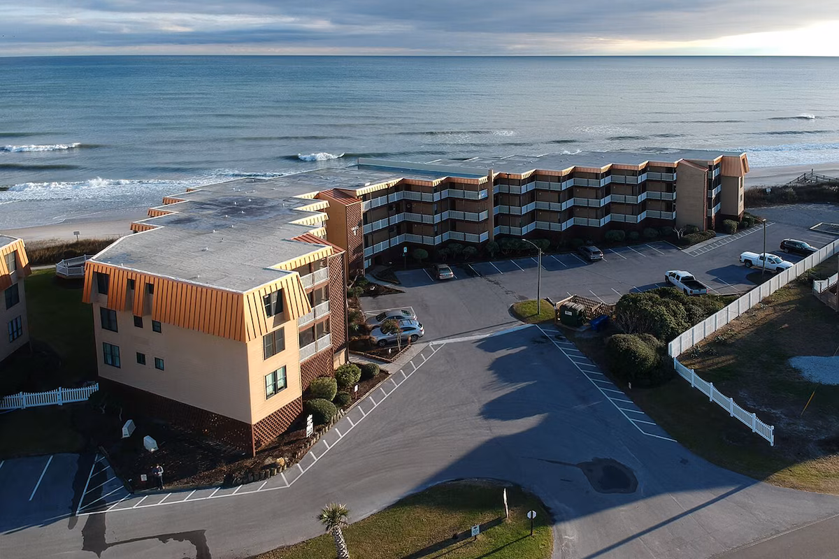 Oceanfront building and beach